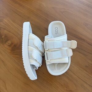 COS White Adjustable Strap  Slide Sandals